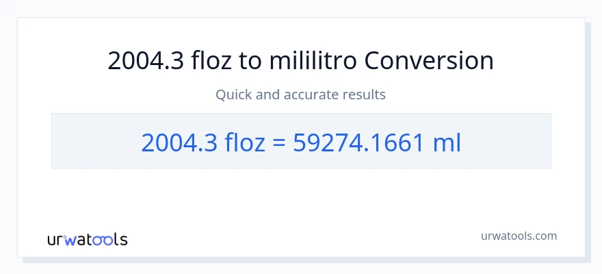 2004.3 mga onsa ng likido patungong mga mililitro na conversion
