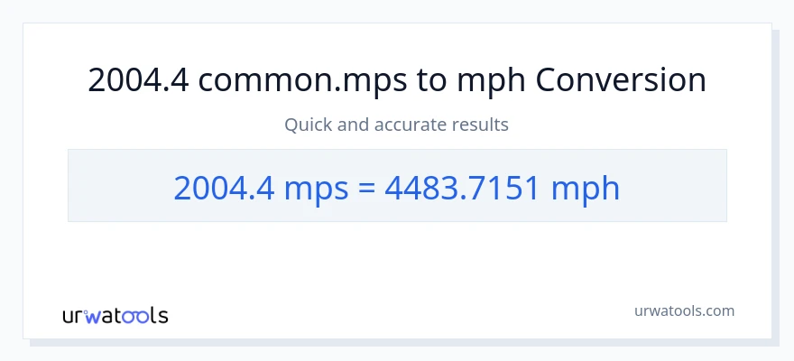 2004.4 Meters Per Second patungong milya kada oras na conversion