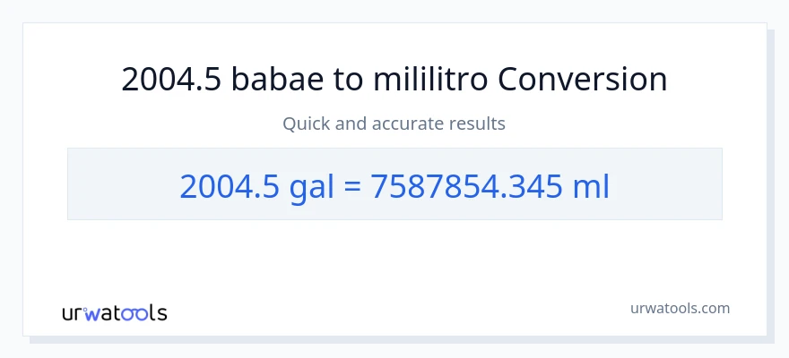 2004.5 Mga galon patungong mga mililitro na conversion