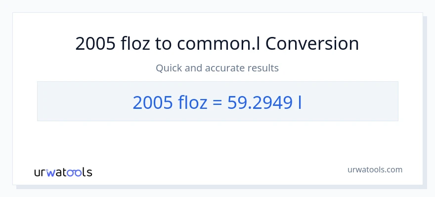 2005 mga onsa ng likido patungong Liters na conversion