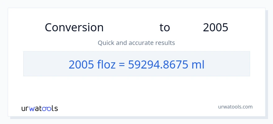 2005 سیال اونس سے ملی لیٹر کی تبدیلی