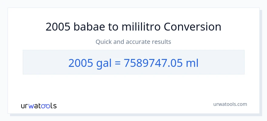 2005 Mga galon patungong mga mililitro na conversion