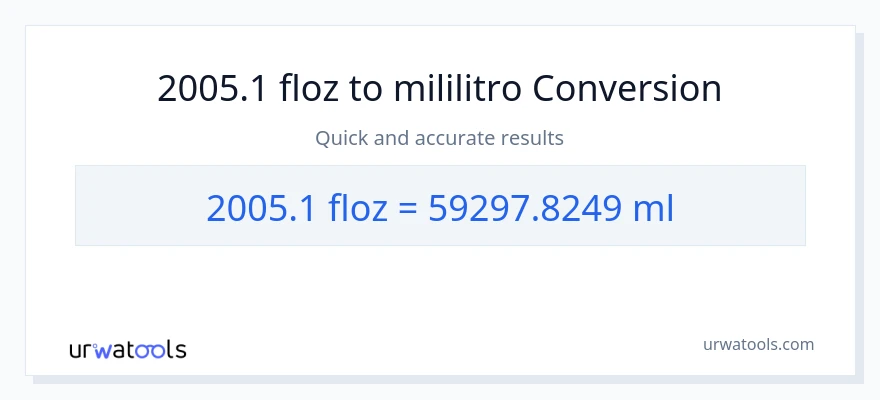 2005.1 mga onsa ng likido patungong mga mililitro na conversion