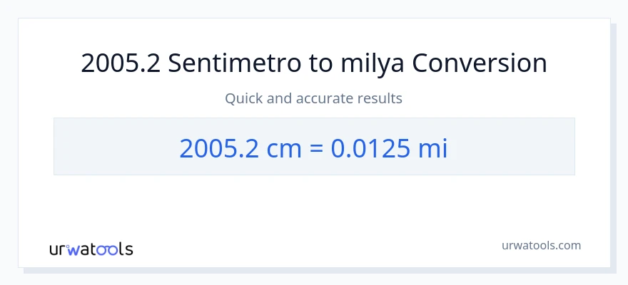 2005.2 Mga Sentimetro patungong milya na conversion