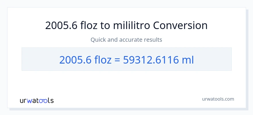 2005.6 mga onsa ng likido patungong mga mililitro na conversion