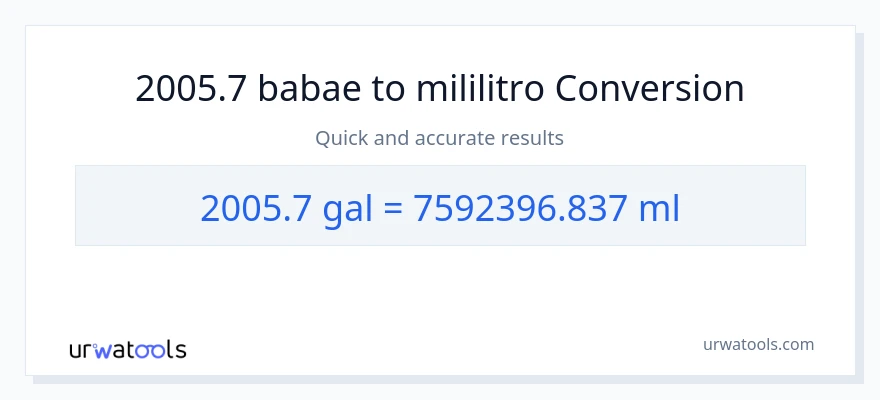 2005.7 Mga galon patungong mga mililitro na conversion