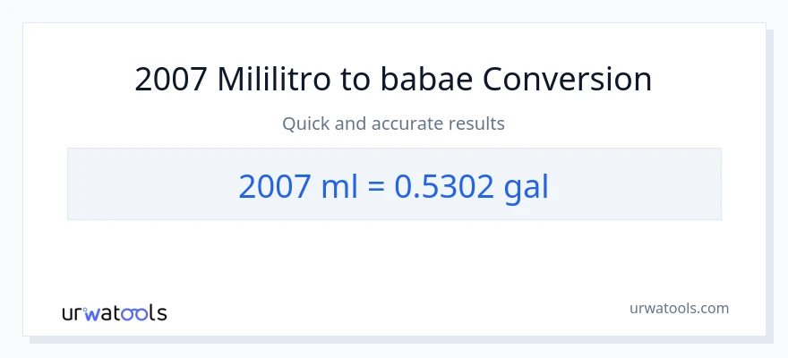 2007 mga mililitro patungong Mga galon na conversion