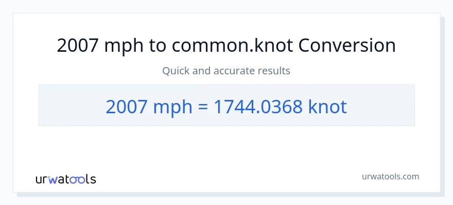 2007 milya kada oras patungong Knots na conversion