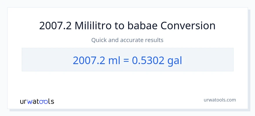 2007.2 mga mililitro patungong Mga galon na conversion