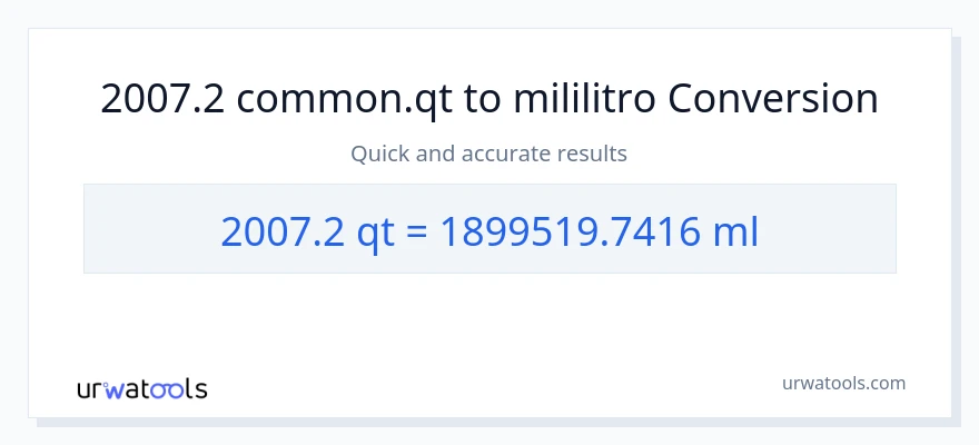 2007.2 Quarts patungong mga mililitro na conversion