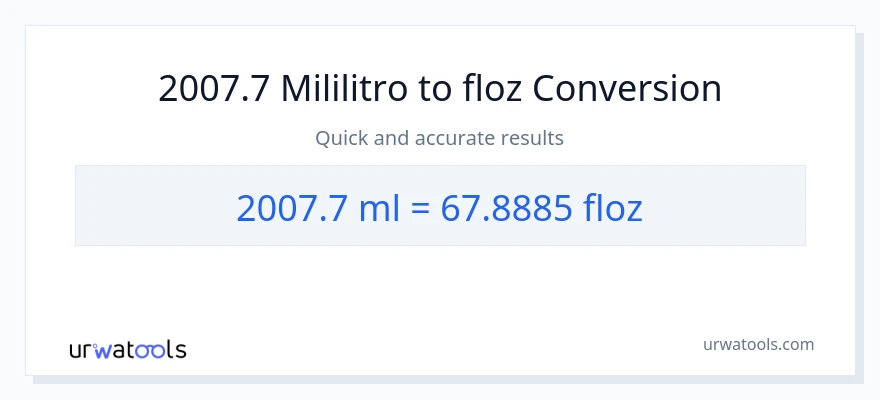 2007.7 mga mililitro patungong mga onsa ng likido na conversion