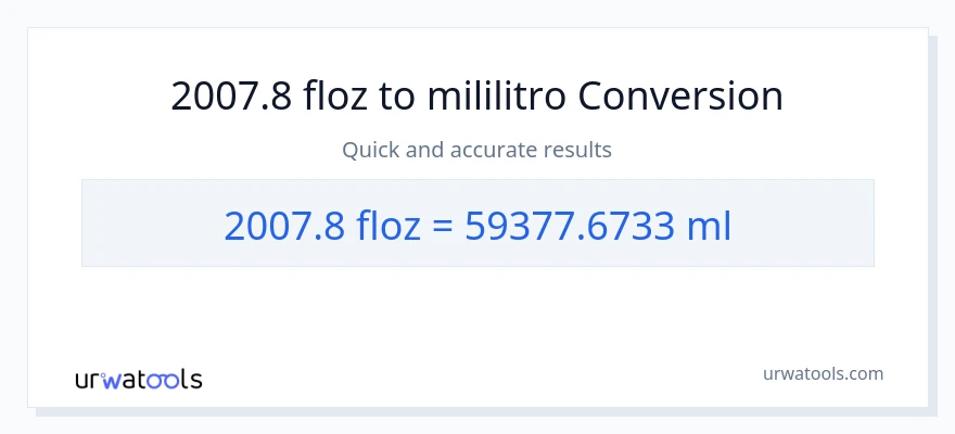 2007.8 mga onsa ng likido patungong mga mililitro na conversion