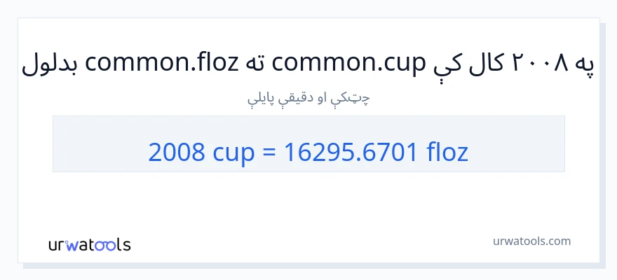 2008 پيالې ته د مایع اونس بدلون