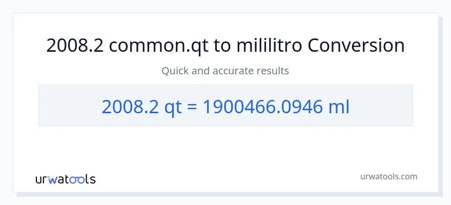 2008.2 Quarts patungong mga mililitro na conversion