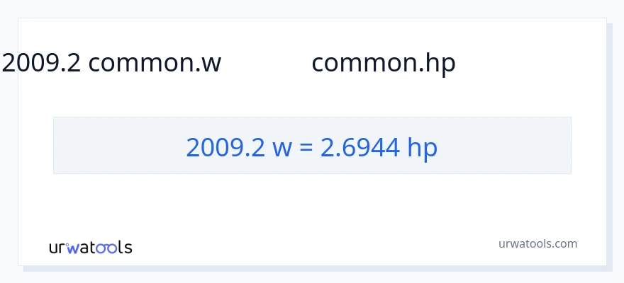2009.2 వాట్స్ నుండి అశ్వశక్తి కు మార్పిడి