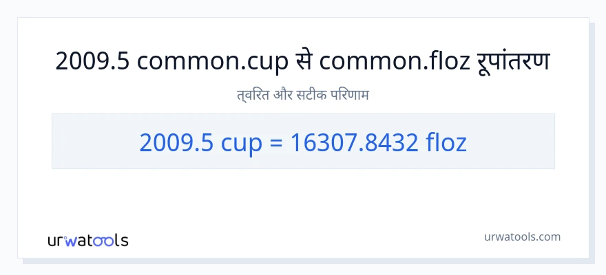 2009.5 कप से द्रव औंस रूपांतरण