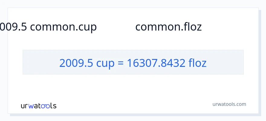 2009.5 కప్పులు నుండి ద్రవ ఔన్సులు కు మార్పిడి