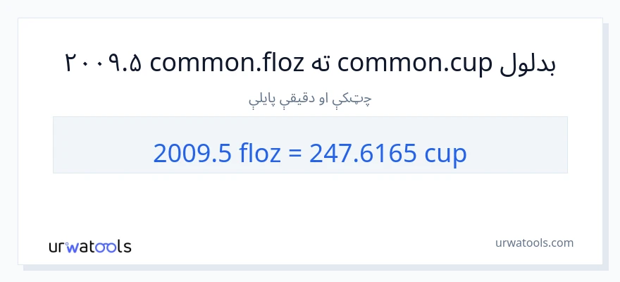 2009.5 د مایع اونس ته پيالې بدلون