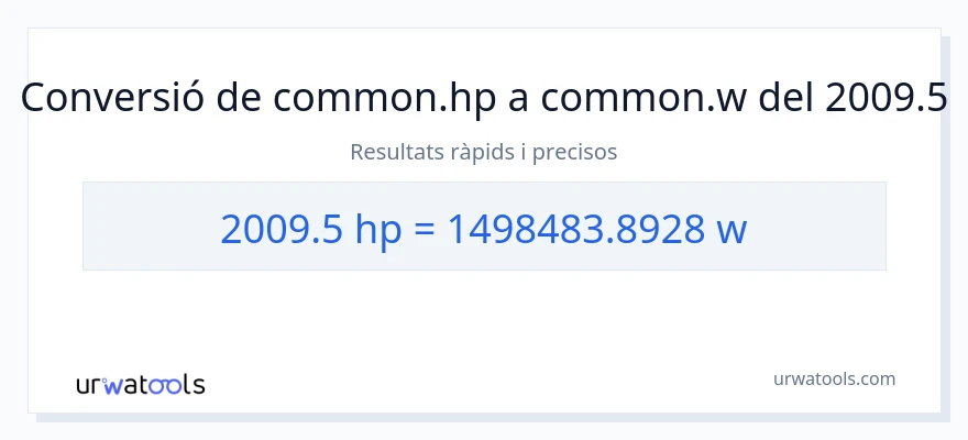 Conversió de 2009.5 cavalls de força a watts