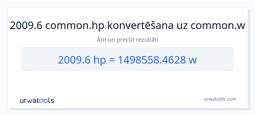 2009.6 zirgspēki uz vati konversiju