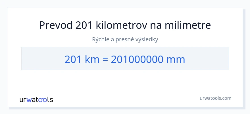 Konverzia z kilometre na milimetre: 201