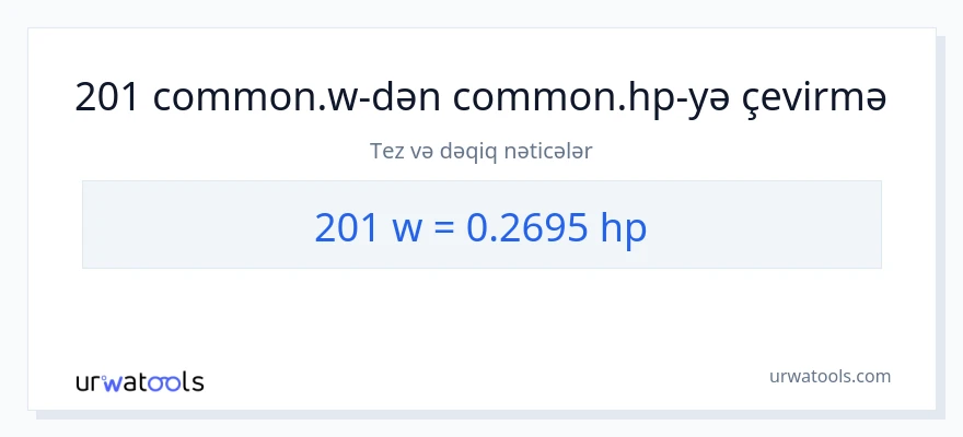 201 vatt-dən at gücü-ə çevrilmə
