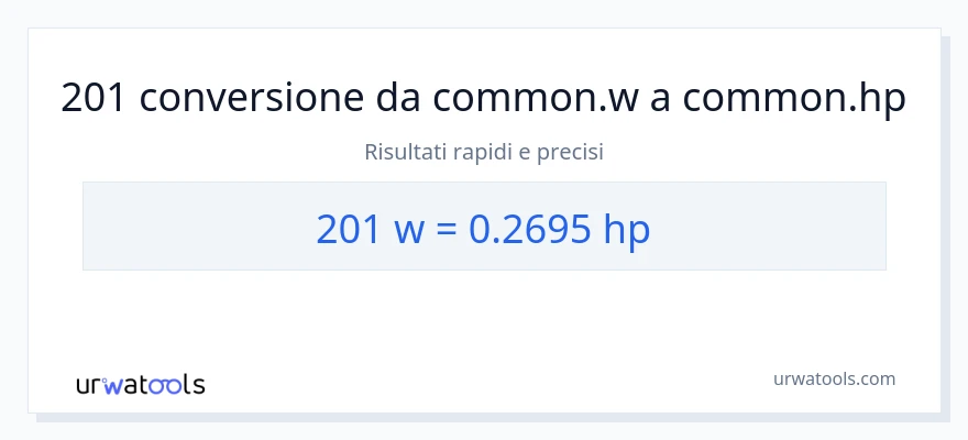 Conversione da 201 watt a potenza