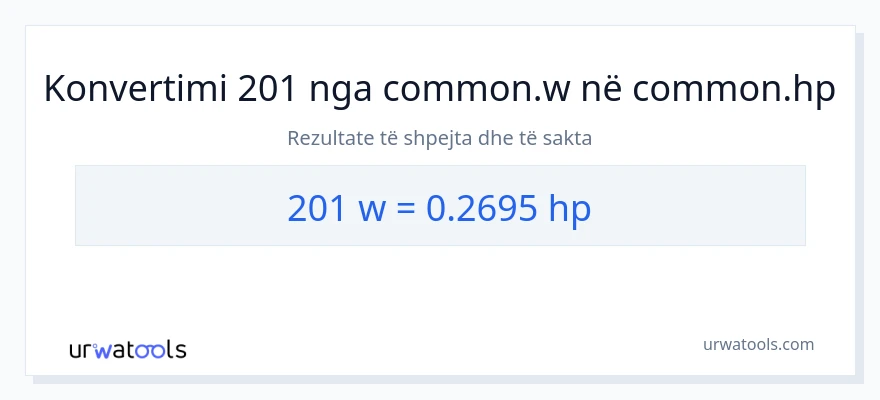 Konvertimi 201 vat në kuajfuqi