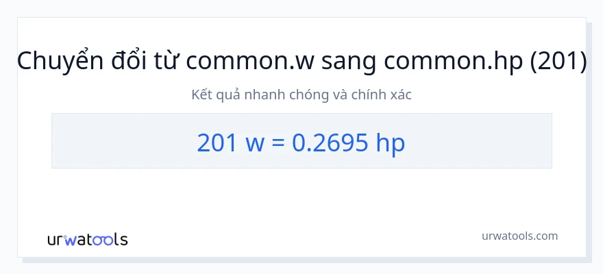 Chuyển đổi 201 watt sang mã lực