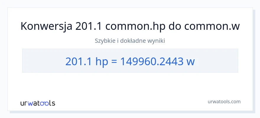 Konwersja 201.1 moc w koniach mechanicznych do watów