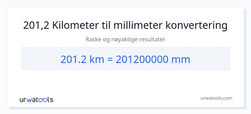 201.2 kilometer til millimeter konvertering