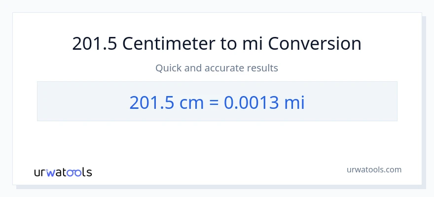 201.5 Centimeter til miles konvertering