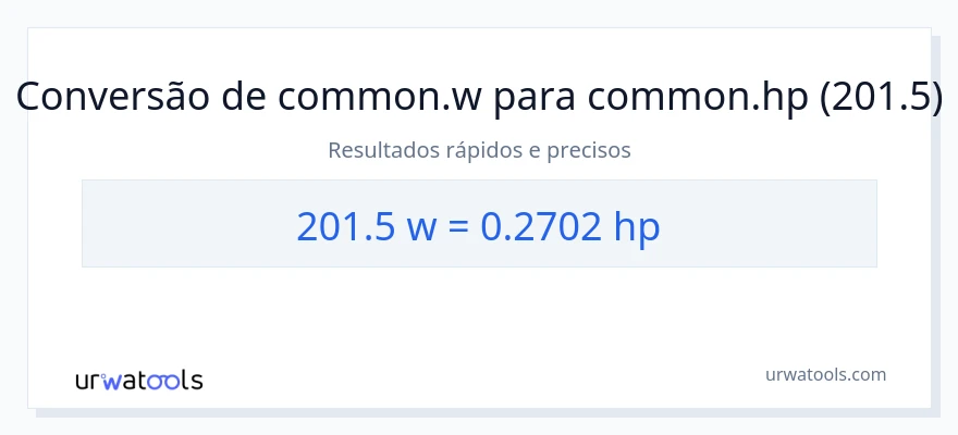 Conversão de 201.5 watts para cavalos de potência