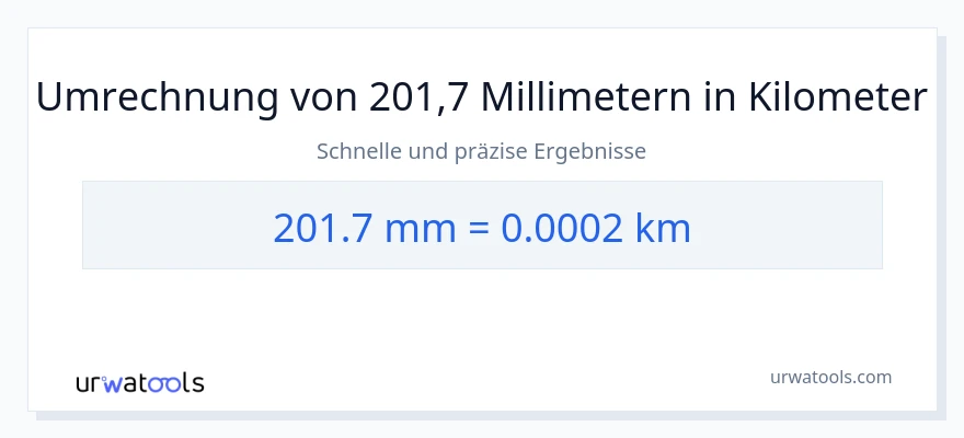 201.7 Millimeter zu Kilometer Umwandlung