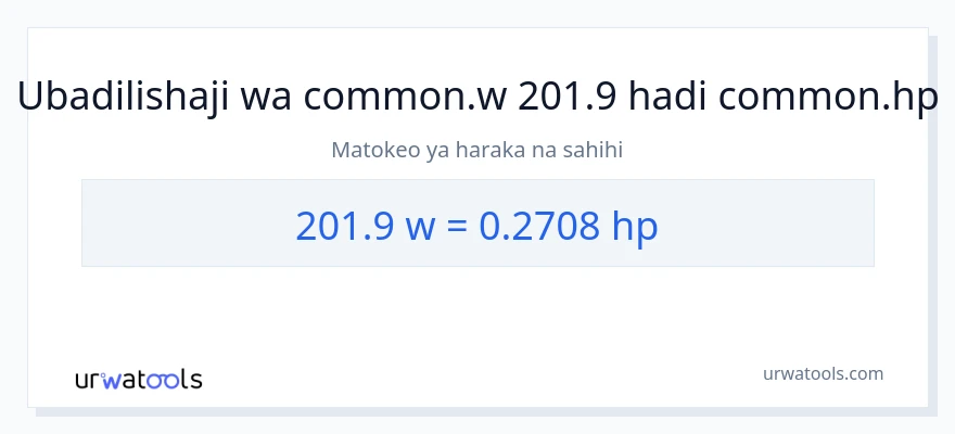 Ubadilishaji wa 201.9 wati hadi farasi