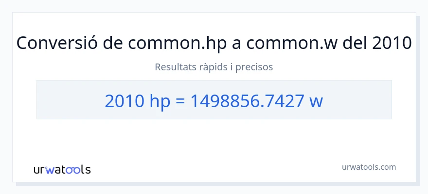 Conversió de 2010 cavalls de força a watts