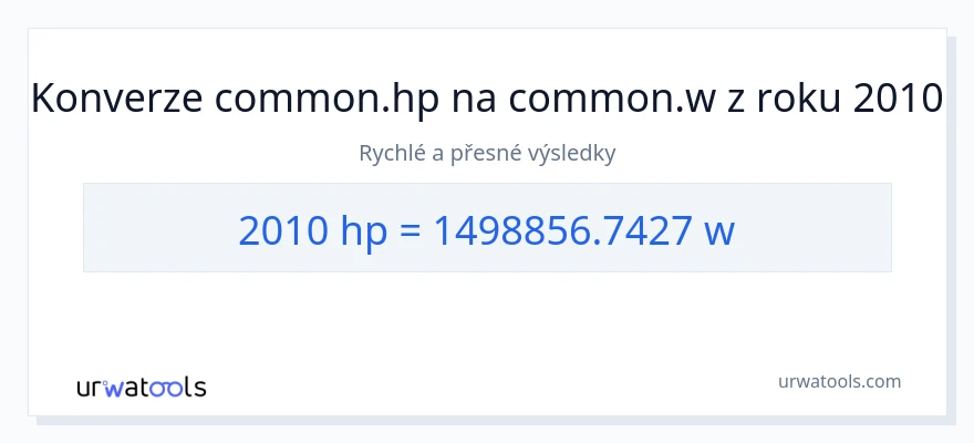 Konverze z koňská síla na watty: 2010