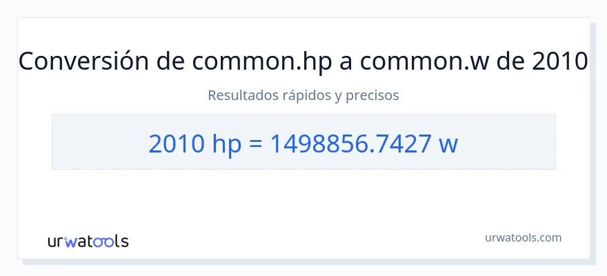 Conversión de 2010 caballo de fuerza a vatios