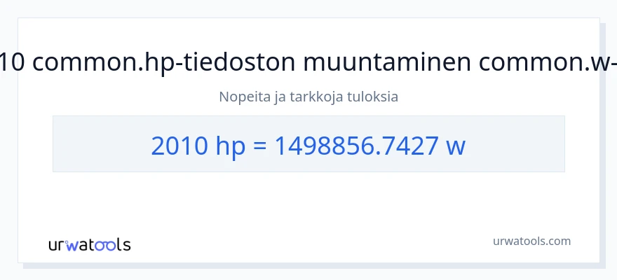 2010 hevosvoimaa - wattia muunnos