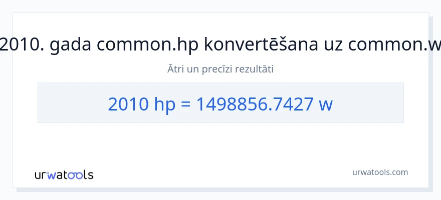 2010 zirgspēki uz vati konversiju