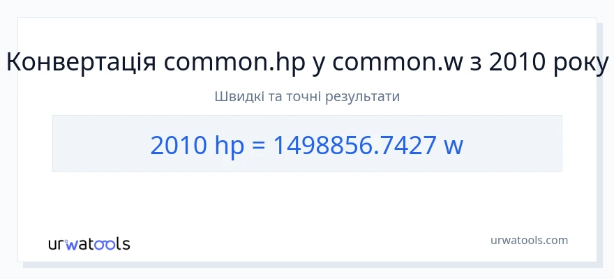 Конверсія з кінська сила у вати: 2010