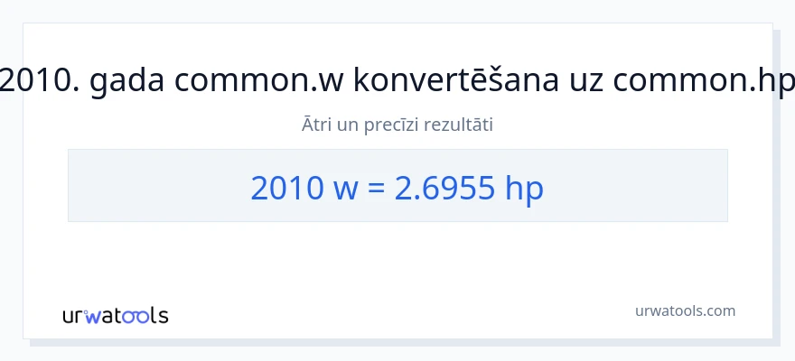 2010 vati uz zirgspēki konversiju
