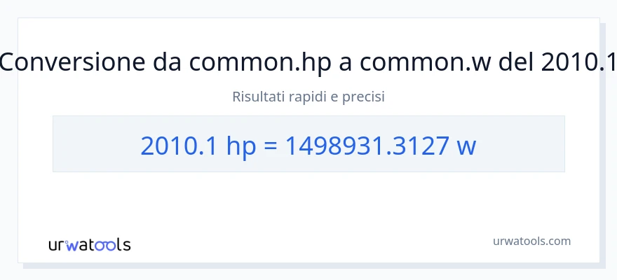 Conversione da 2010.1 potenza a watt