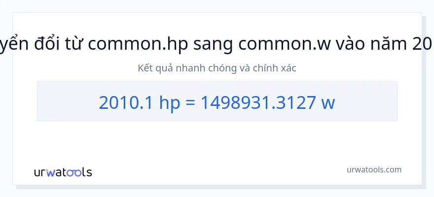Chuyển đổi 2010.1 mã lực sang watt
