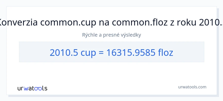 Konverzia z šálky na tekuté unce: 2010.5