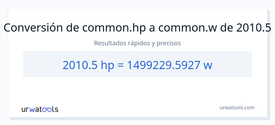 Conversión de 2010.5 caballo de fuerza a vatios