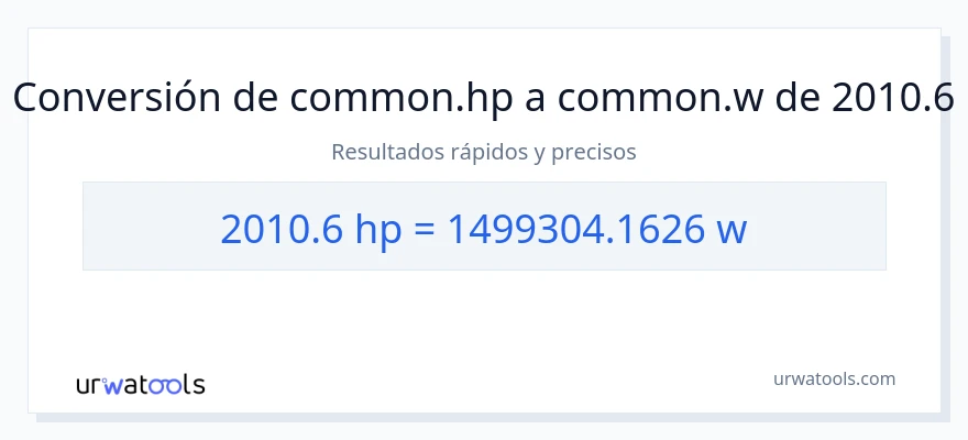 Conversión de 2010.6 caballo de fuerza a vatios