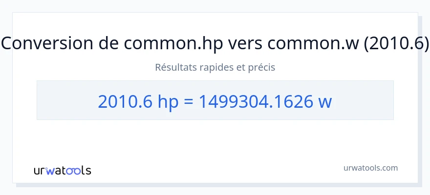 Conversion 2010.6 chevaux-vapeur vers watts