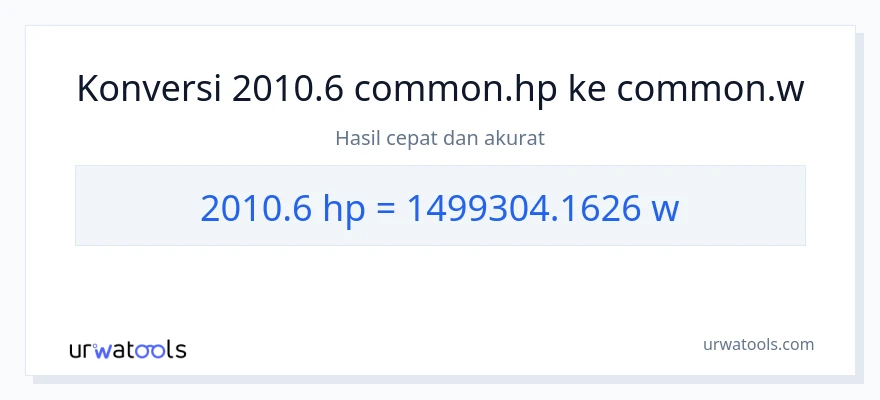 Konversi 2010.6 daya kuda ke watt