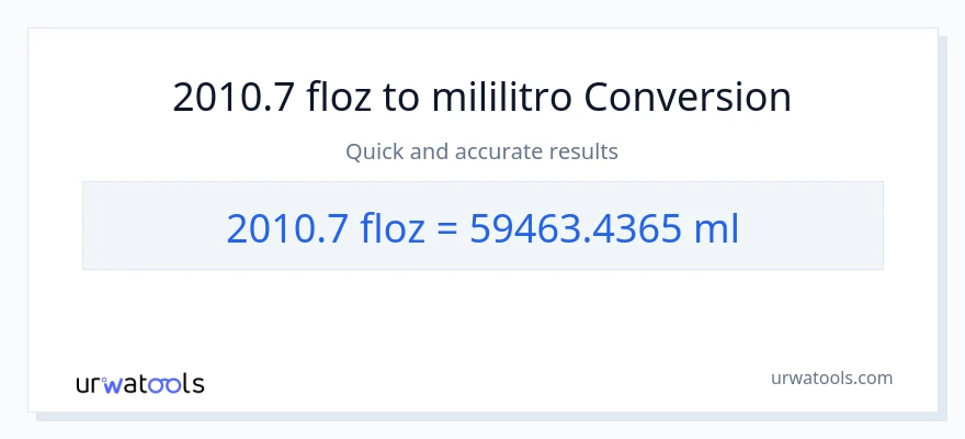 2010.7 mga onsa ng likido patungong mga mililitro na conversion